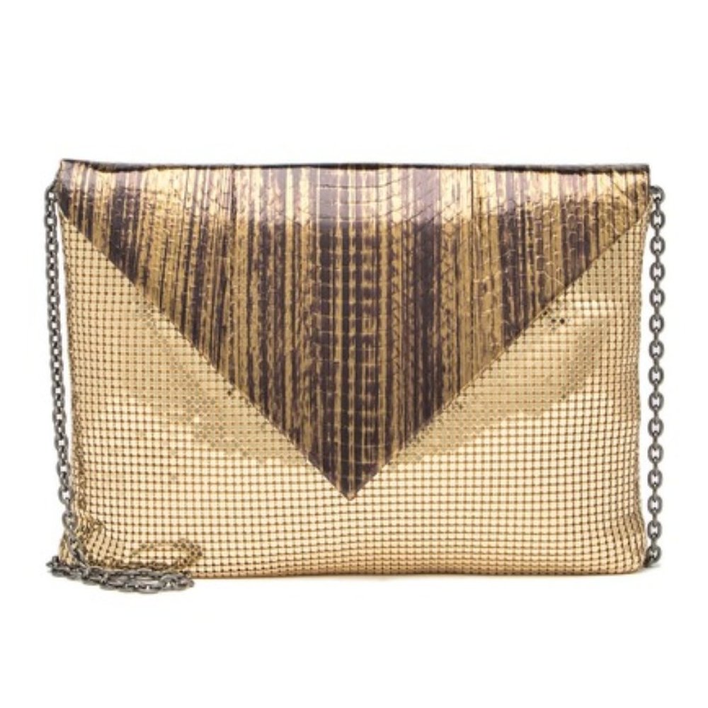Snake Embossed Chainmail Envelope Envelope Clutch